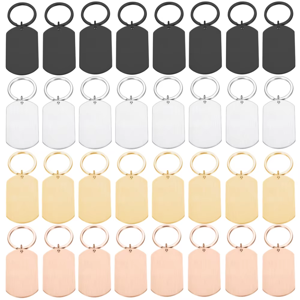 Initial Ring Custom - 10 ชิ้น ป้ายโลหะแบบกำหนดเอง พวงกุญแจสลักเลเซอร์ ป้ายสแตนเลส แหวนกุญแจ