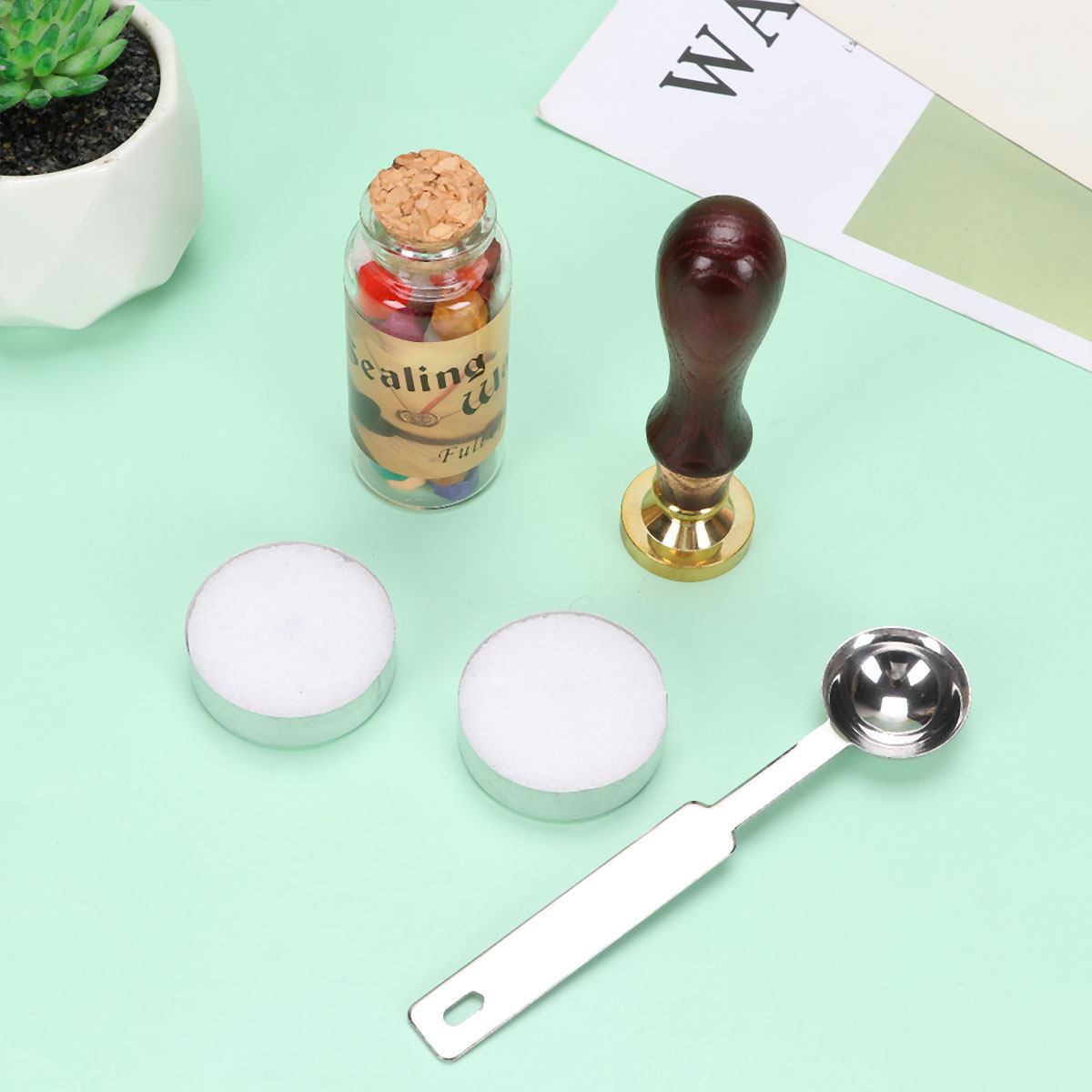 Wax Seal Letter Kit - ชุดอุปกรณ์ประทับตราขี้ผึ้งพรีเมียม 1 ชุด วัสดุไม้และทองเหลือง ใช้ซ้ำได้ ทนทาน