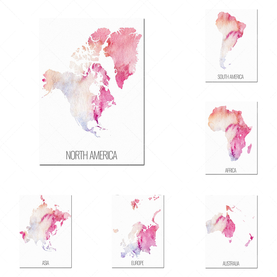 Custom Star Map - ชุดโปสเตอร์ 6 ทวีป แผนที่อเมริกาเหนือ แผนที่ยุโรป แผนที่เอเชีย