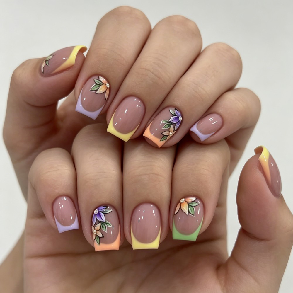 เล็บปลอมแบบเต็มแผ่น 24 ชิ้น สี - Pressed Flower Art บทวิจารณ์และราคา