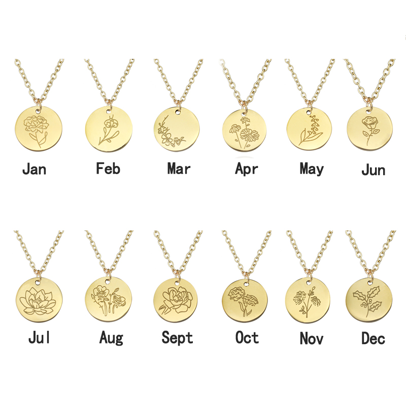 สร้อยคอจี้ดอกไทเทเนียมเหล็กสำห - Birth Flower Necklace บทวิจารณ์และราคา
