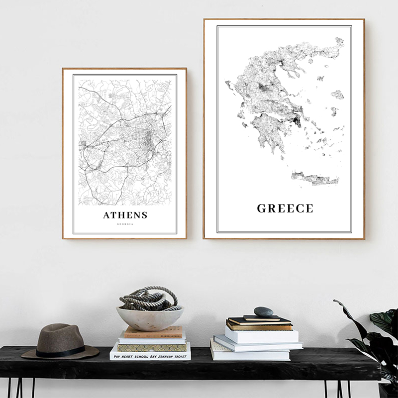 กรีซแผนที่แผนที่โปสเตอร์สีดำแล - Custom Star Map บทวิจารณ์และราคา