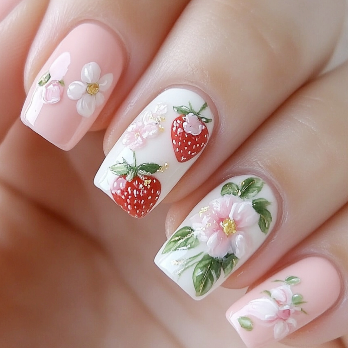เล็บปลอมแบบกดติด 24 ชิ้น ลายดอ - Pressed Flower Art บทวิจารณ์และราคา